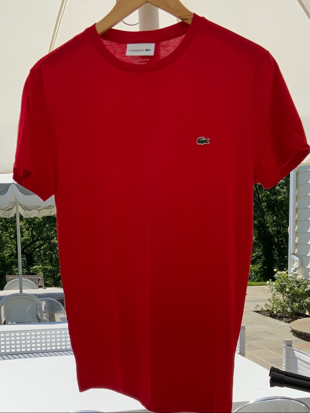 Lacoste Men’s Red Short-Sleeve Crew Neck Pima Cotton T-shirt